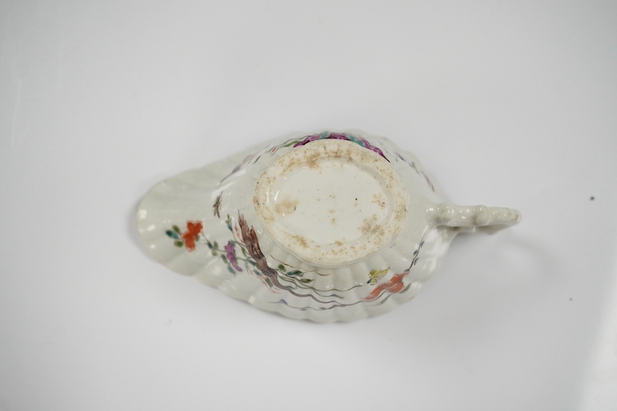 A Bow porcelain butter boat, c.1760, 13cm. Condition - fair to good